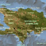 Carte de l’ile d’Hispagnola, qui abrite Haïti et la Rép. Dominicaine